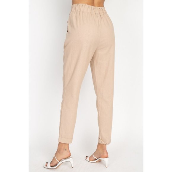 GioVanni Di RoccoBelted Linen Paper Bag Pants - Picture 5 of 5